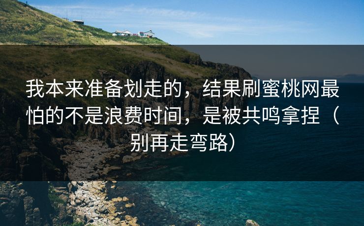我本来准备划走的，结果刷蜜桃网最怕的不是浪费时间，是被共鸣拿捏（别再走弯路）