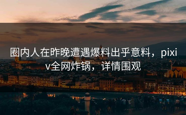 圈内人在昨晚遭遇爆料出乎意料，pixiv全网炸锅，详情围观