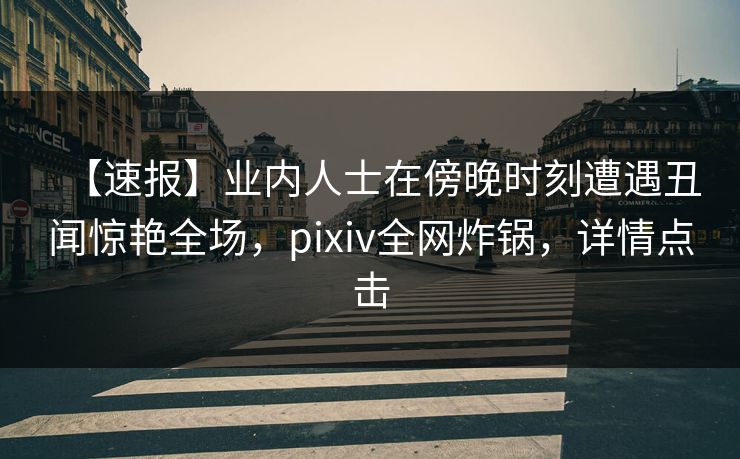 【速报】业内人士在傍晚时刻遭遇丑闻惊艳全场，pixiv全网炸锅，详情点击